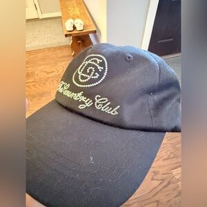 Black Country Club Cap women’s rhinestone Y2K elastic back but for be famous:)